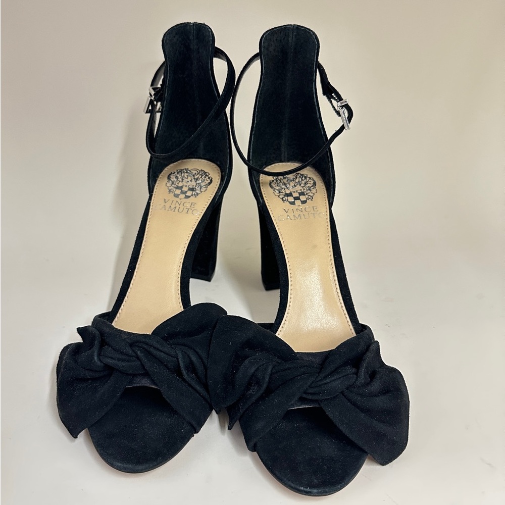 Vince Camuto Black Suede Heels with Ankle Strap